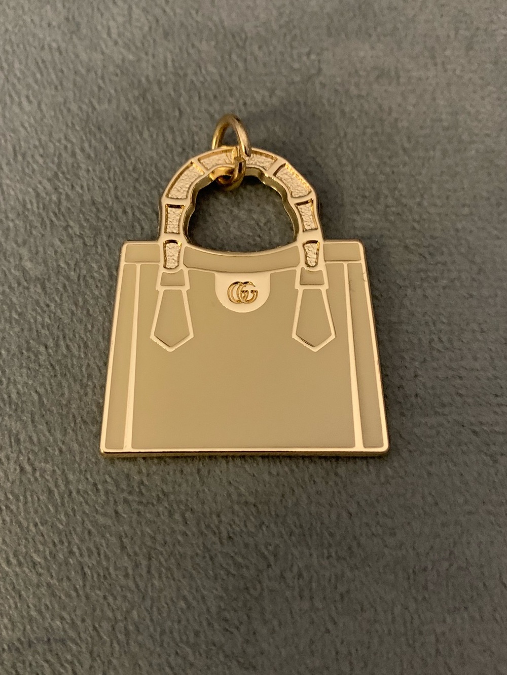Upcycled Beige Tote Bag Charm with GG Logo